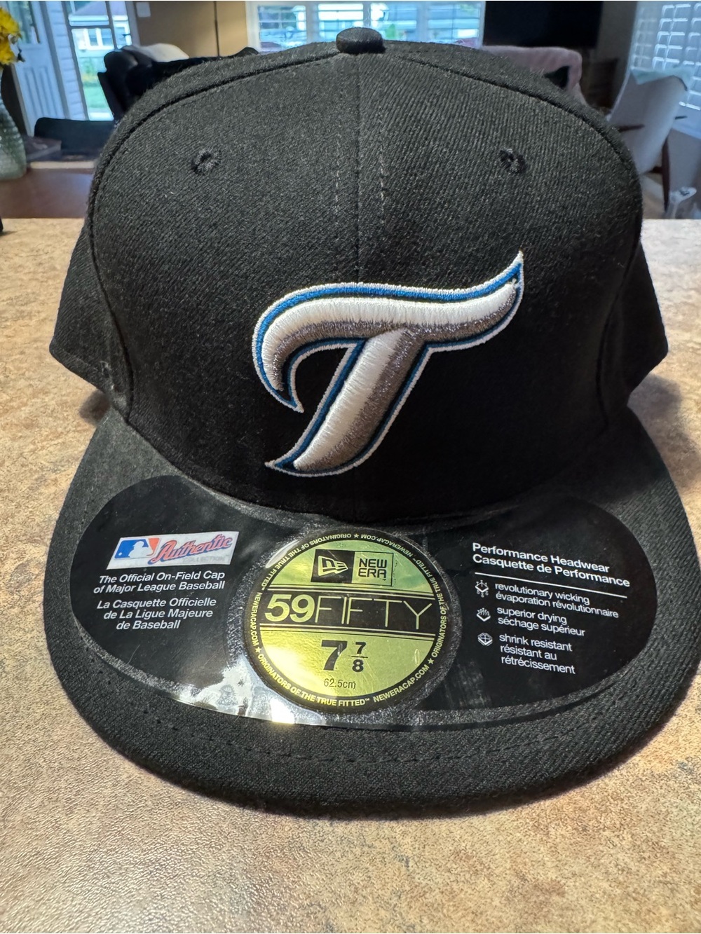 New Era Black Fitted Hat with White and Blue Toronto 'T' Logo